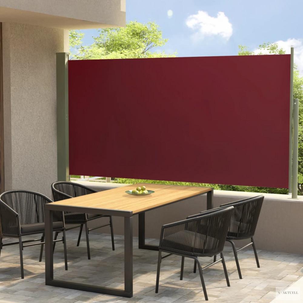 Piros behúzható oldalsó terasznapellenző 160 x 300 cm