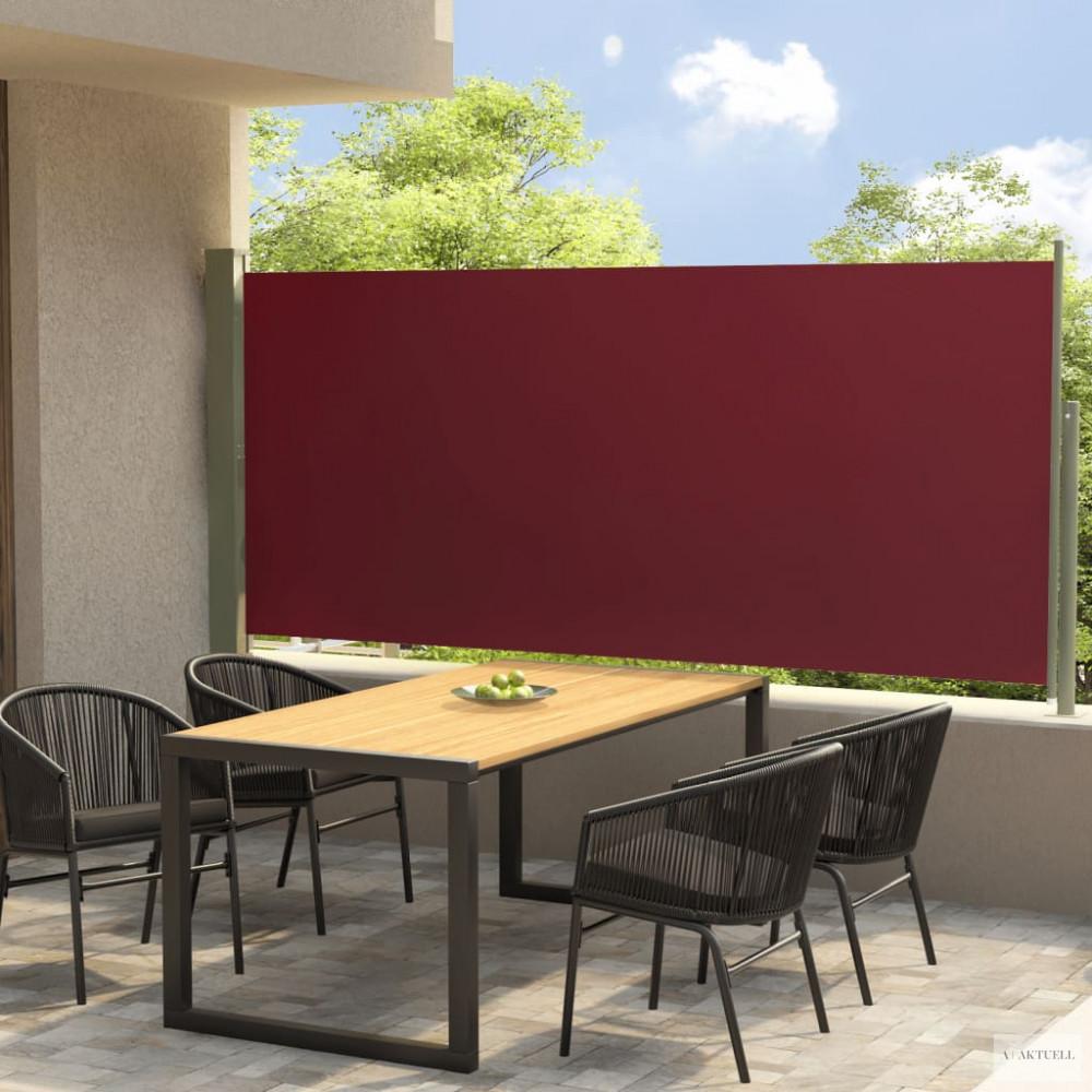 Piros kihúzható oldalsó terasznapellenző 140 x 300 cm