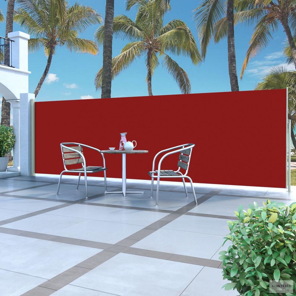 Piros kihúzható terasznapellenző 160 x 500 cm