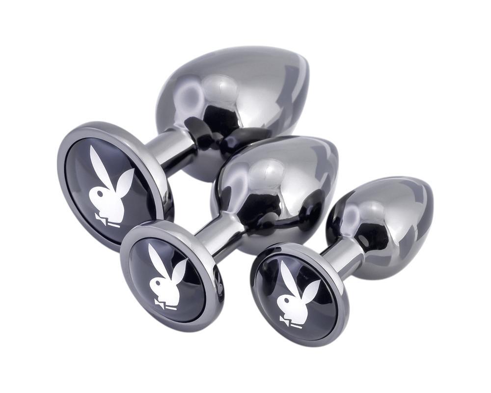 Playboy - anál plug szett - 3 részes (ezüst)