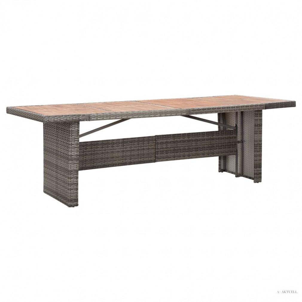 Polyrattan és tömör akácfa kerti asztal 240 x 90 x 74 cm