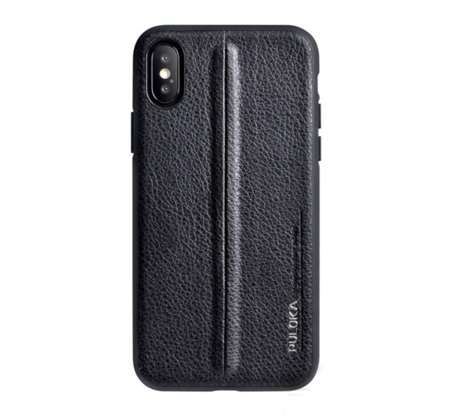 Puloka Fekete PC (műanyag) Tok Eredeti Bőr Hátlappal, Huawei P30 Pro