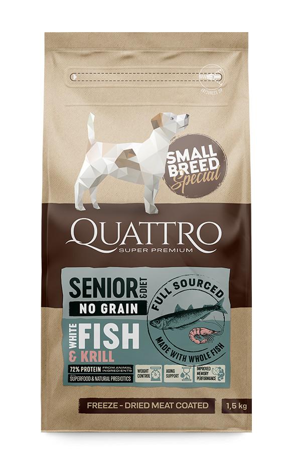 QUATTRO Hypoallergenic SMALL BREED SENIOR FISH AND KRILL kutyatáp 1,5kg