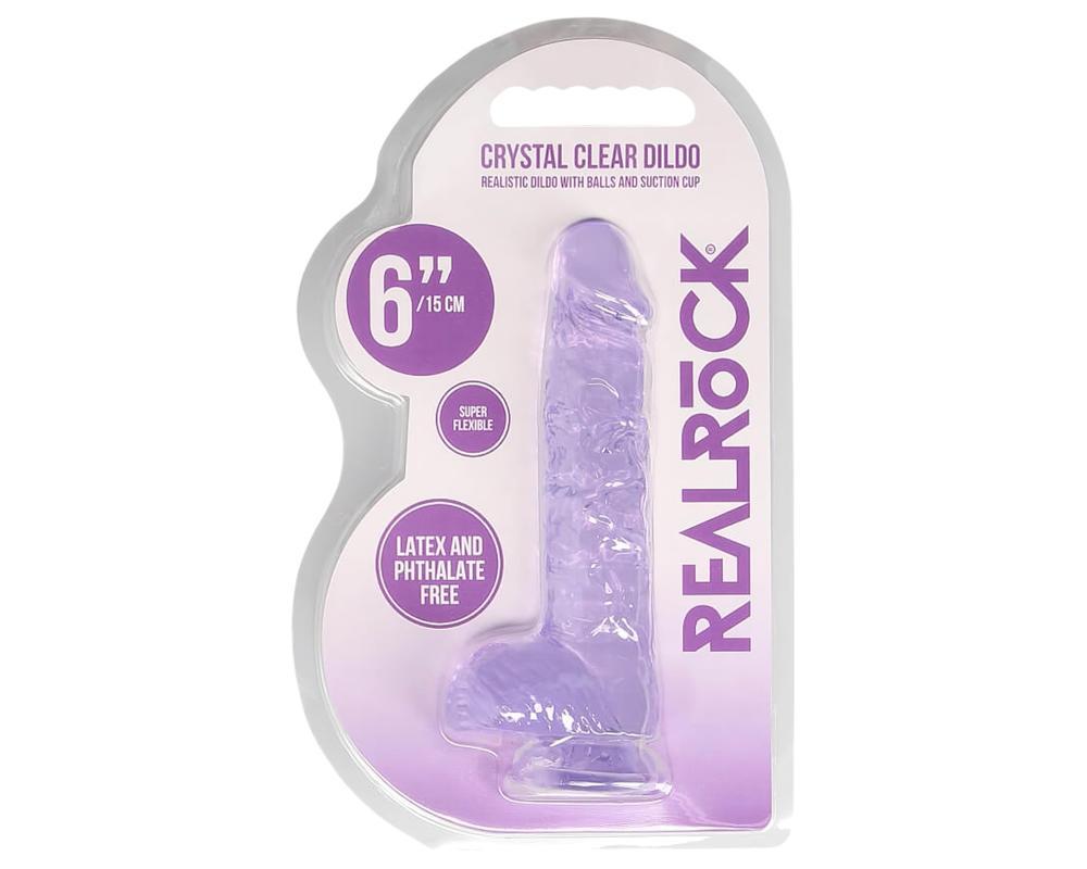 REALROCK - átlátszó élethű dildó - lila (15cm)