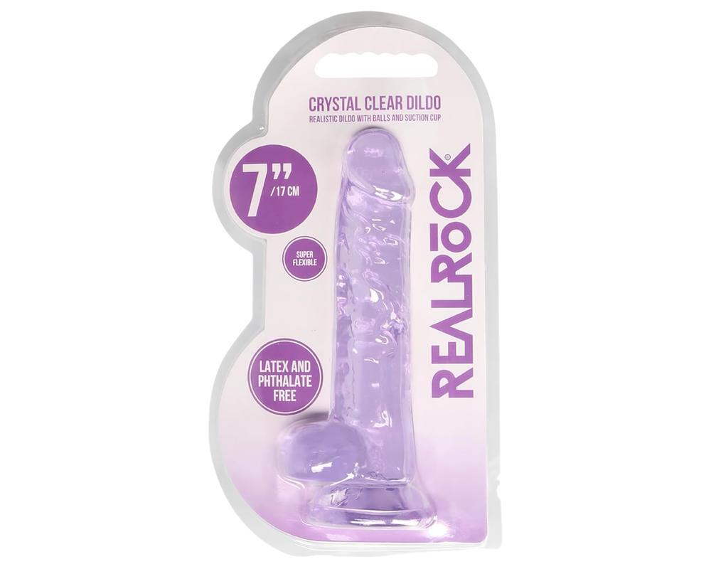 REALROCK - átlátszó élethű dildó - lila (17cm)