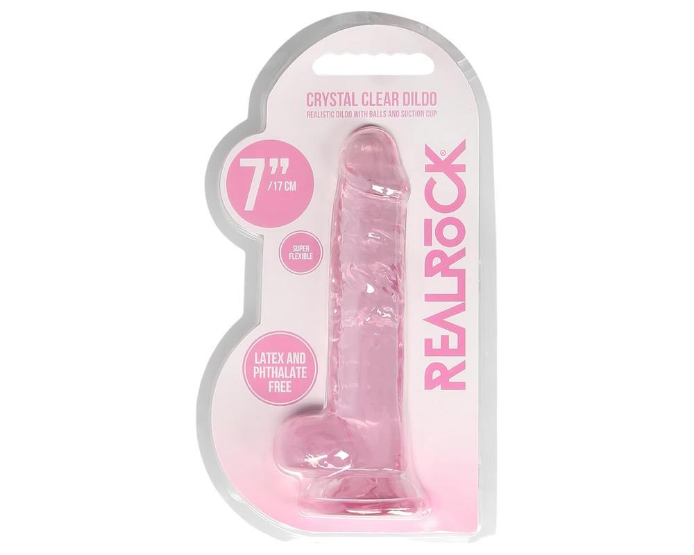 REALROCK - átlátszó élethű dildó - pink (17cm)