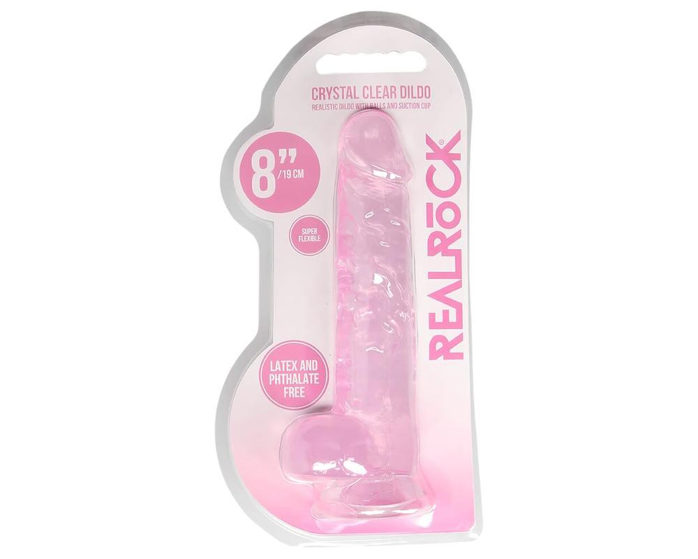 REALROCK - átlátszó élethű dildó - pink (19cm)