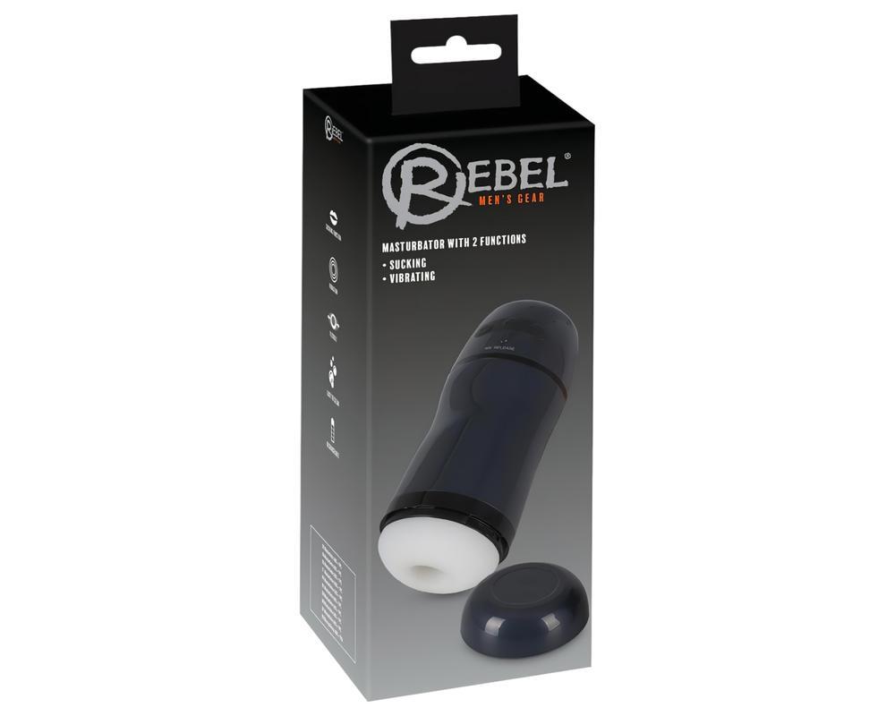 Rebel - 2in1 szívó, vibráló maszturbátor (fekete)