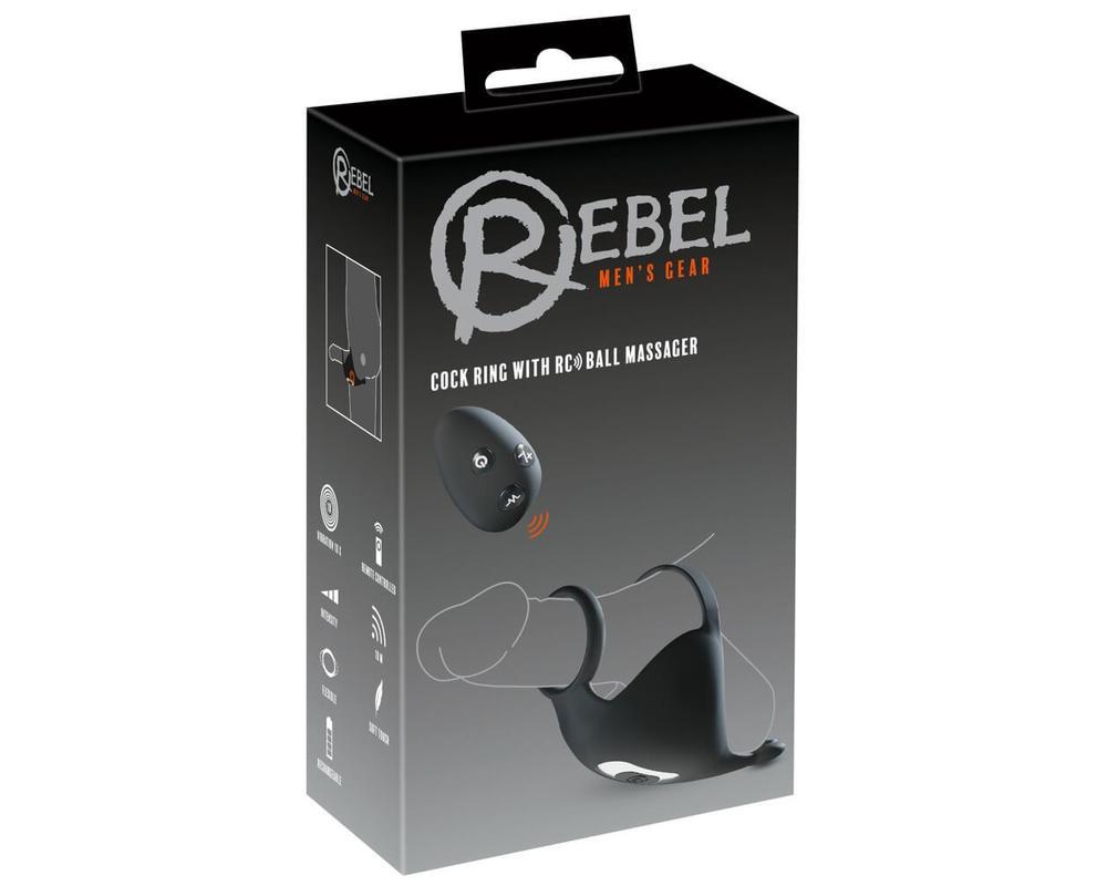 Rebel - akkus, péniszgyűrű és here vibrátor (fekete)