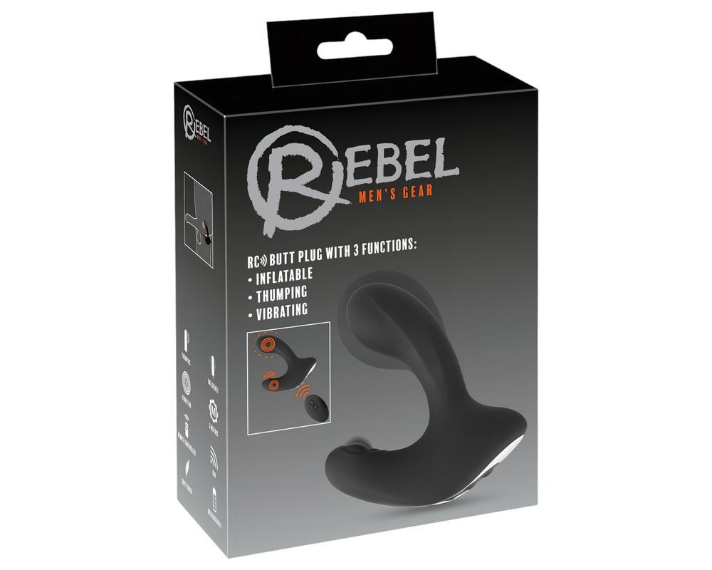 Rebel RC - akkus, rádiós pumpálható anál vibrátor (fekete)