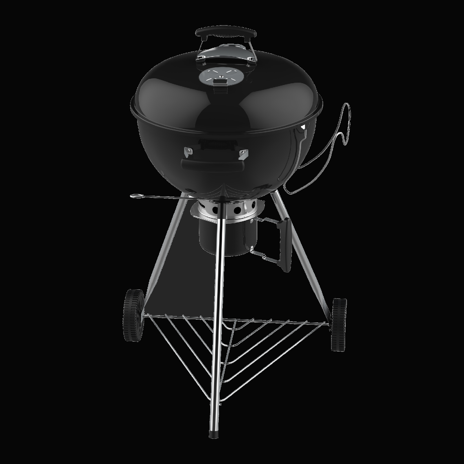 RECKMANN GÖMBGRILL 60X60X98CM HŐMÉRŐVEL, HÁROMSZÖG ALAKÚ ALSÓ POLCCAL