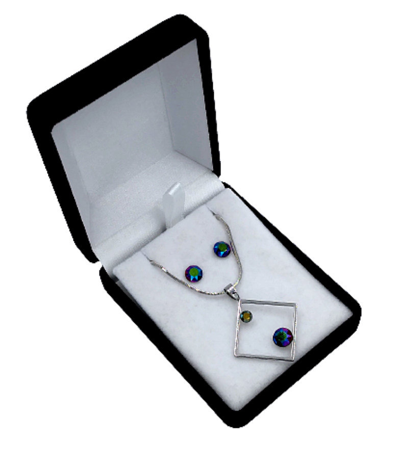 Rombusz- Swarovski kristályos nemesacél ékszerszett