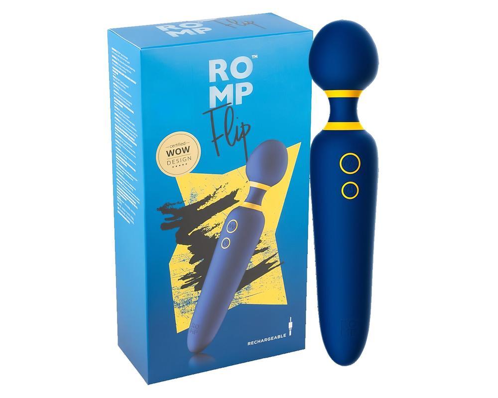ROMP Flip Wand - akkus, vízálló masszírozó vibrátor (kék)