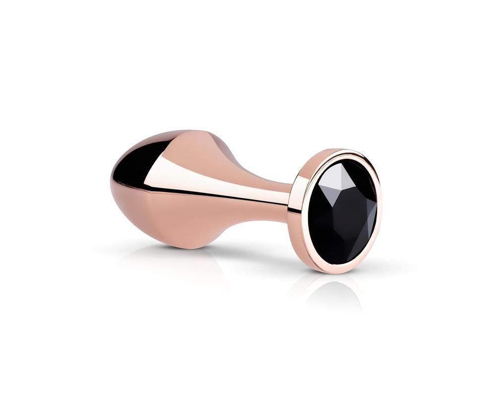 Rosy Gold Butt Plug - fekete köves anál plug (rosegold)
