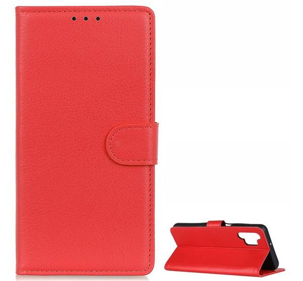 Samsung A32 5G Flip tok álló, bőr hatású PIROS