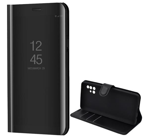 Samsung A51 5G Flip tok álló, bőr hatású FEKETE