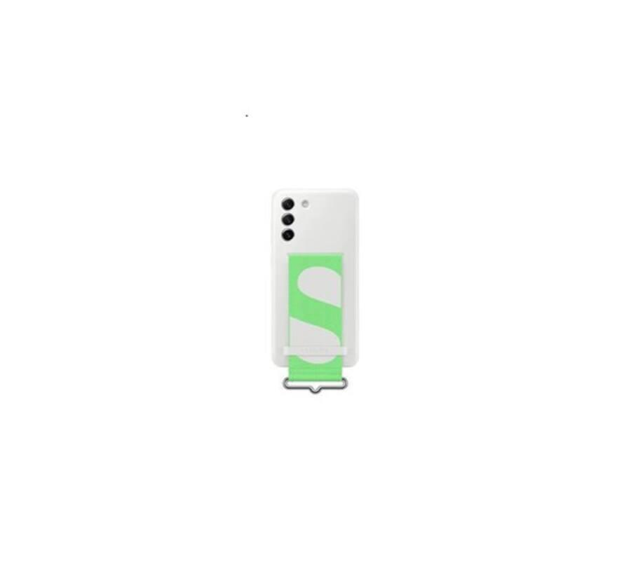 Samsung Galaxy S21 FE Silicone Cover with Strap, gyári szilikon tok szíjjal, fehér, EF-GG990TW
