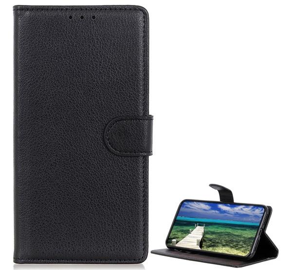 Samsung M22 / A22 4G Flip tok álló, bőr hatású FEKETE