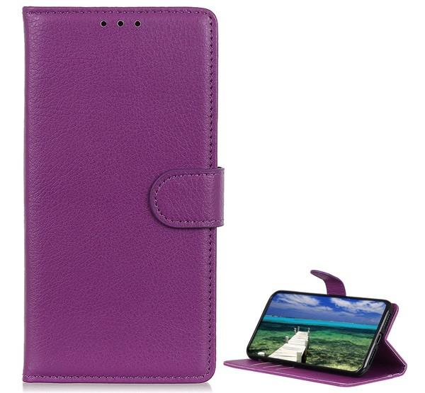 Samsung M22 / A22 4G Flip tok álló, bőr hatású LILA