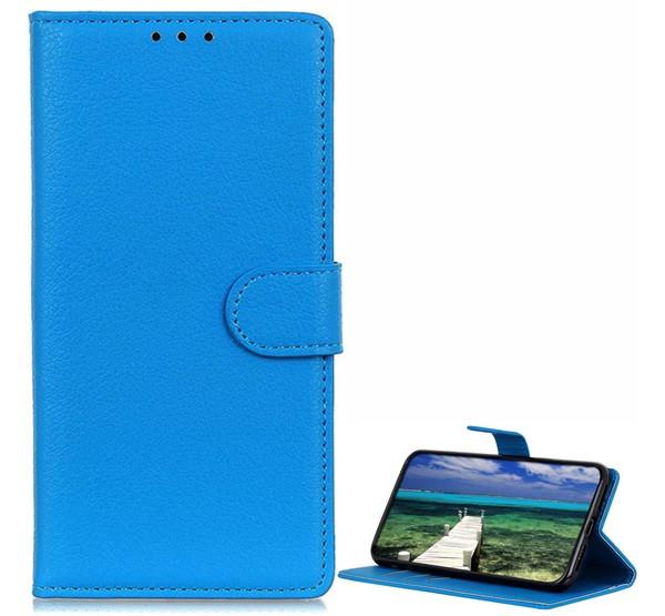 Samsung M22 / A22 4G Flip tok álló, bőr hatású VILÁGOSKÉK