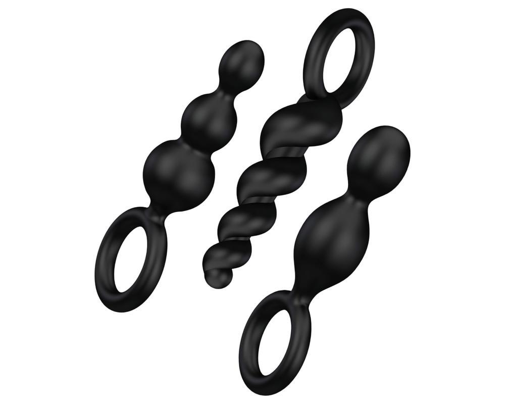 Satisfyer Booty Call - anál plug szett - fekete (3 részes)