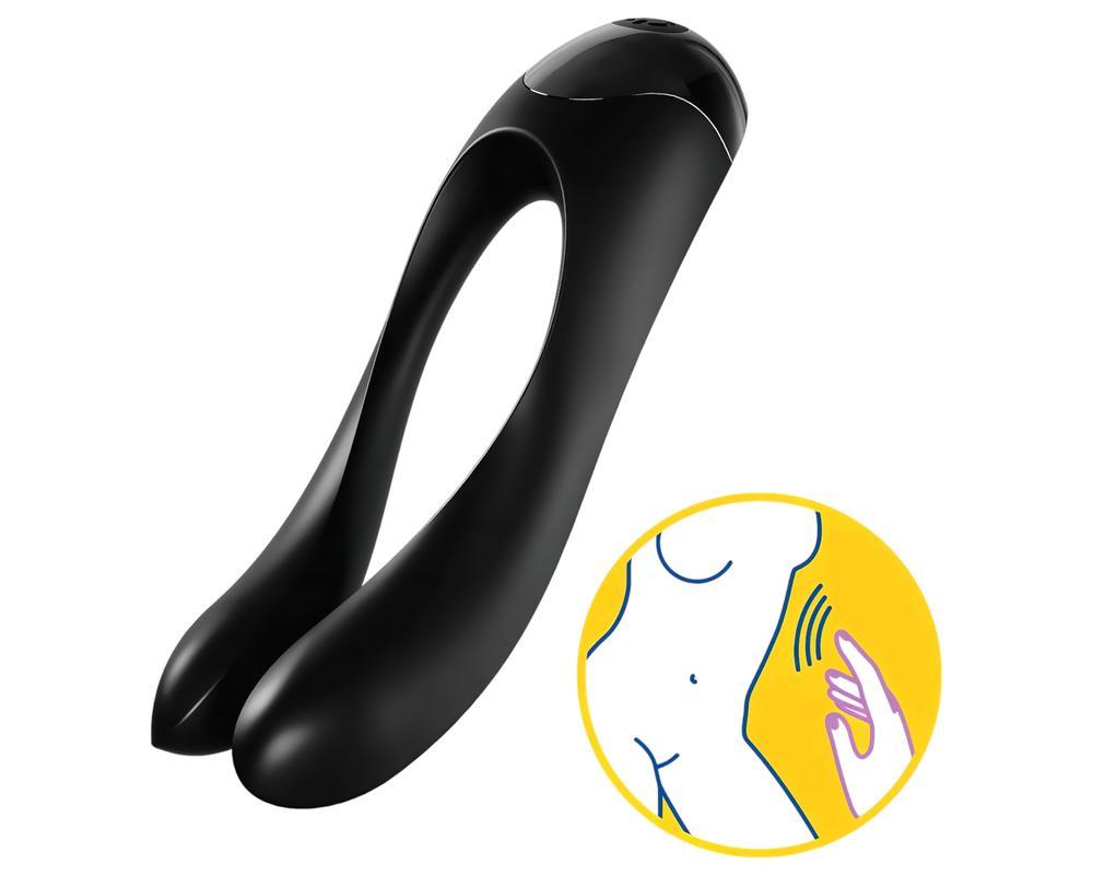 Satisfyer Candy Cane - akkus, vízálló kétágú vibrátor (fekete)