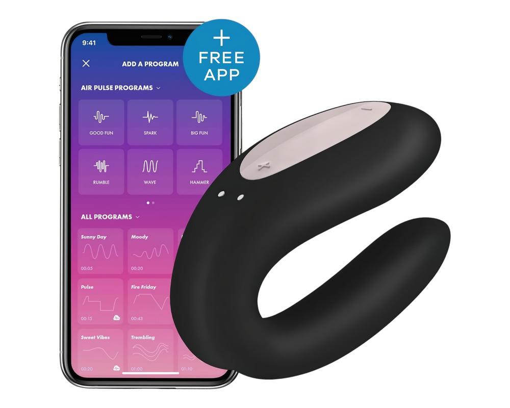 Satisfyer Double Joy - okos vízálló párvibrátor (fekete)