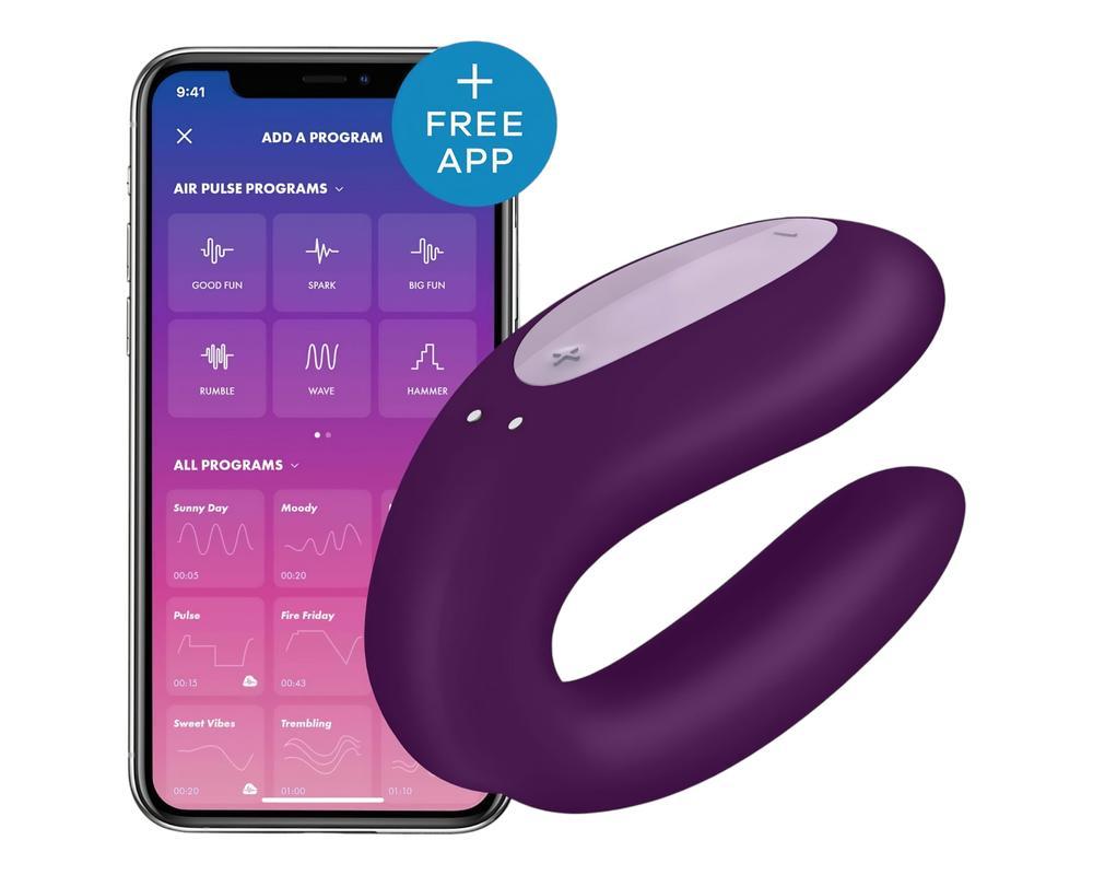 Satisfyer Double Joy - okos, vízálló párvibrátor (lila)