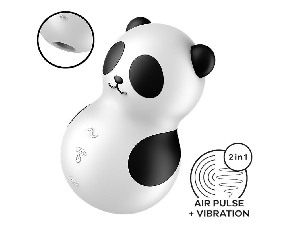 Satisfyer Pocket Panda - léghullámos csiklóizgató (fekete)