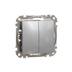 Schneider Electric Sedna Design Kettős váltókapcsoló, rugós bekötés, 10AX, (106+6), alumínium