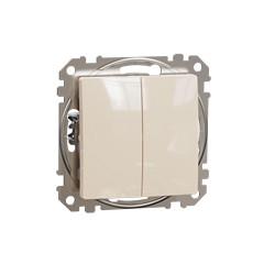 Schneider Electric Sedna Design Kettős váltókapcsoló, rugós bekötés, 10AX, (106+6), bézs