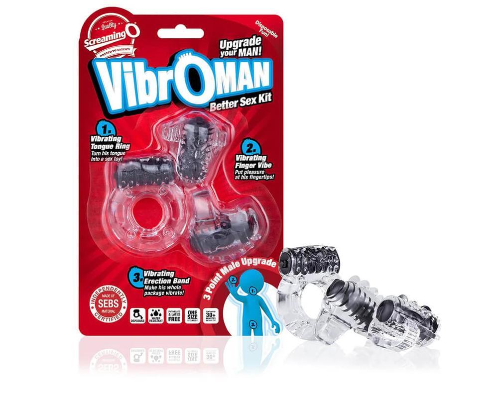 Screaming Vibroman - vibrációs péniszgyűrű szett (fekete)