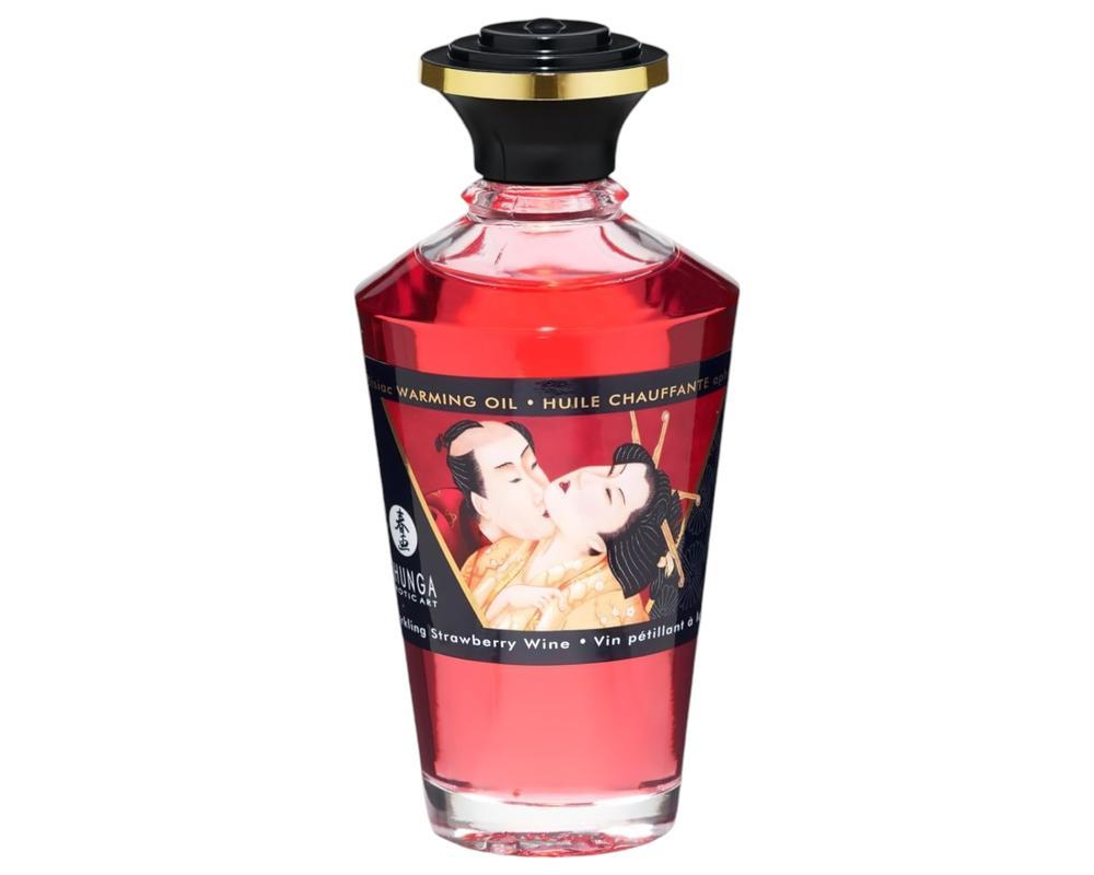 Shunga - melegítő masszázsolaj - pezsgő-eper (100ml)