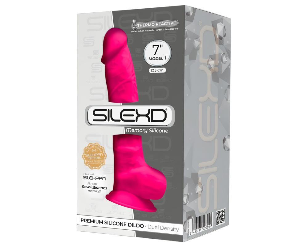 Silexd 7 - tapadókorongos, herés dildó - 17,5cm (pink)