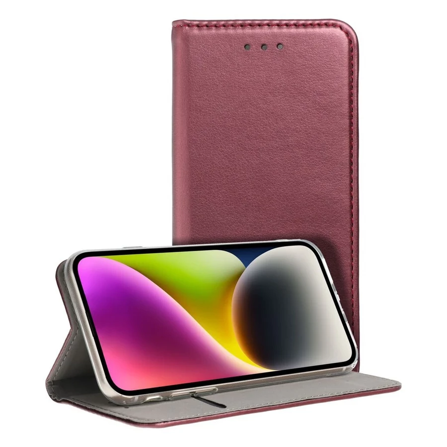 SMART MAGNETO könyvtok Samsung S24 készülékhez bordó