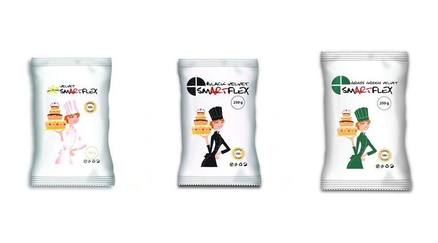 Smartflex fondant massza csomag tortadíszítéshez (fehér, fekete, zöld)