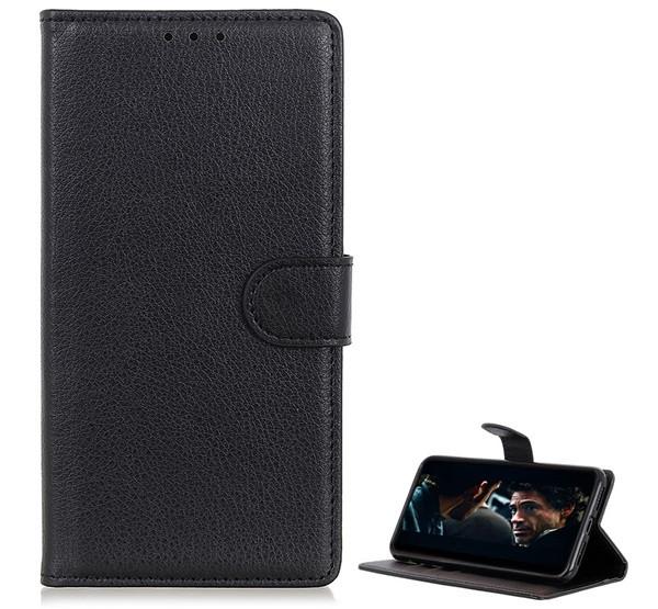 Sony Xperia 10 II Flip tok álló, bőr hatású FEKETE