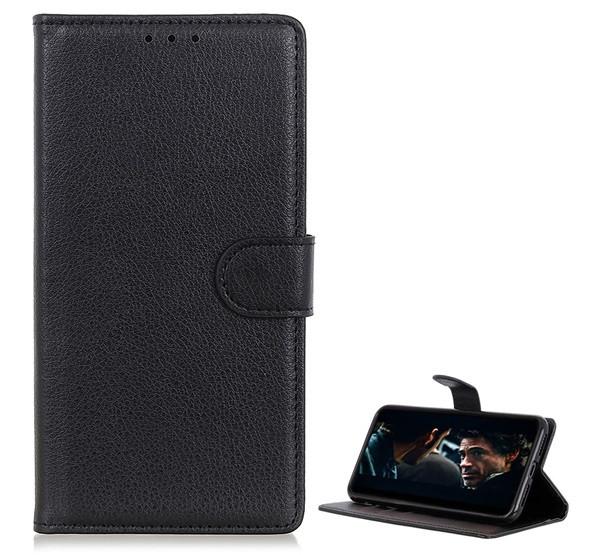 Sony Xperia 5 II Flip tok álló, bőr hatású FEKETE