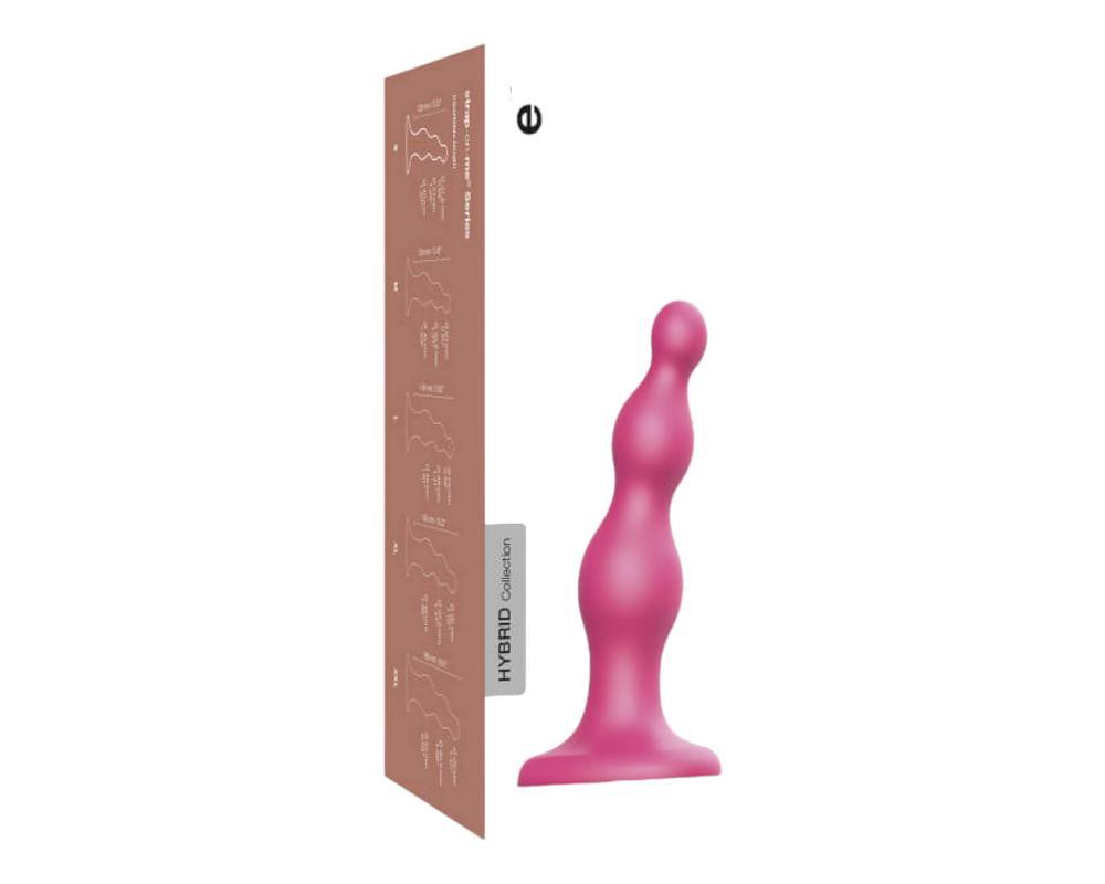 Strap-on-me Beads S - gyöngyös, tapadókorongos dildó (pink)