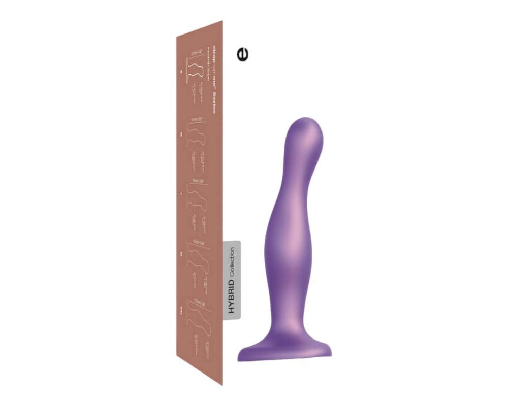 Strap-on-me Curvy M - hullámos, tapadókorongos dildó (lila)
