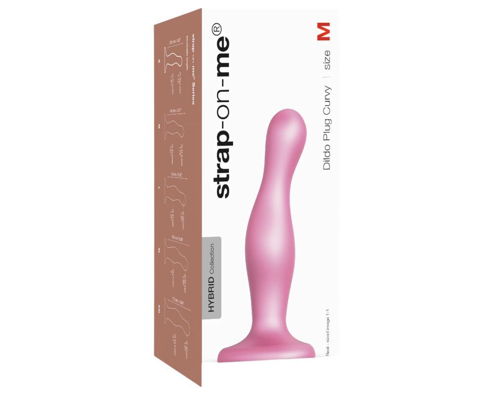 Strap-on-me Curvy M - hullámos, tapadókorongos dildó (pink)