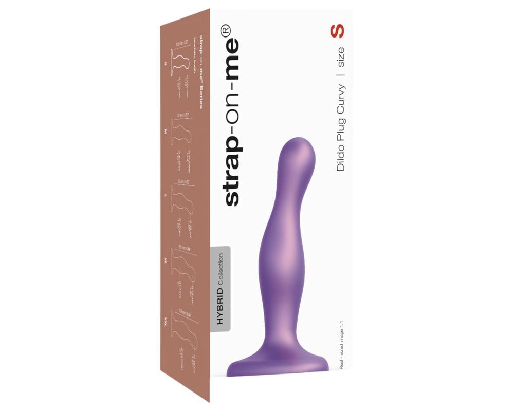 Strap-on-me Curvy S - hullámos, tapadókorongos dildó (lila)