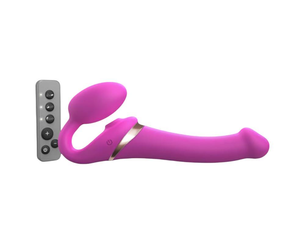 Strap-on-me M - felcsatolható, léghullámos vibrátor (pink)