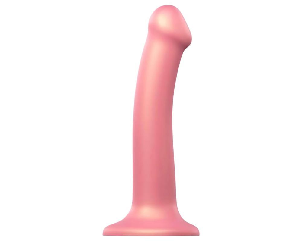 Strap-on-me Metallic Shine M - bőrbarát dildó (metál pink)