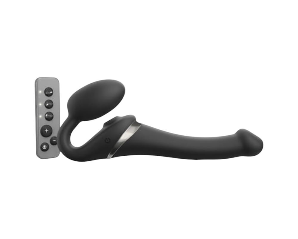 Strap-on-me S - felcsatolható, léghullámos vibrátor - (fekete)