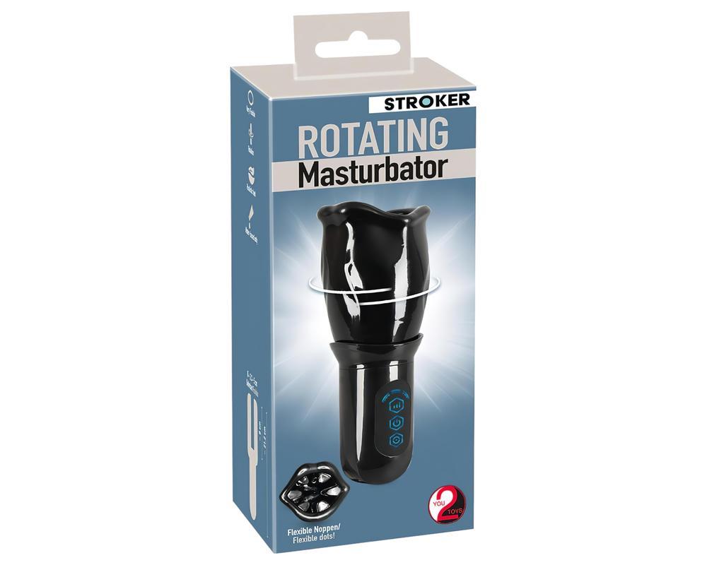 STROKER Rotating - akkus, forgó műszáj maszturbátor (fekete)
