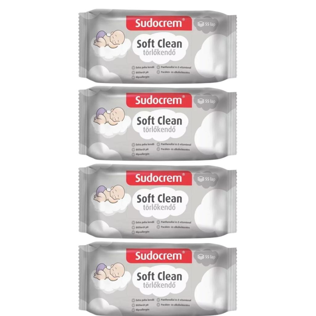 Sudocrem törlőkendő soft clean 55db-os (4 csomagos szett)