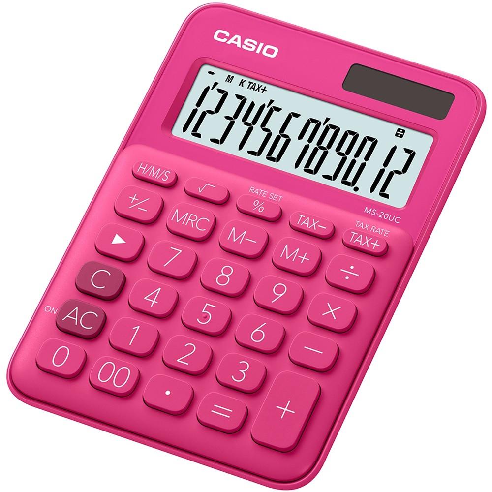 Számológép asztali 12 digit nagy, döntött kijelző Casio MS 20 UC magenta