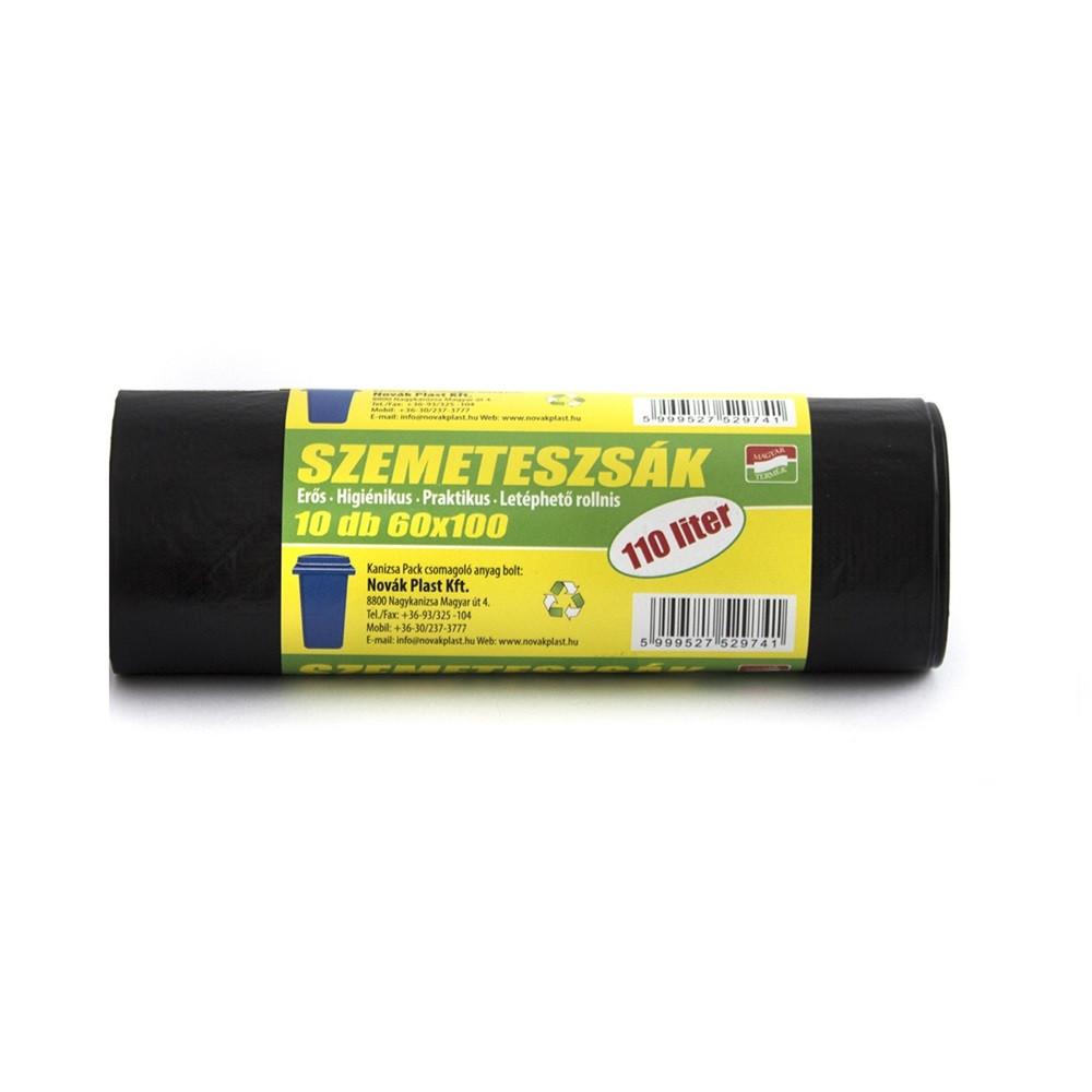 Szemeteszsák 110 liter 60 x 100 cm 25 mikron 10 db/tekercs fekete