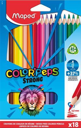 Színes ceruza készlet, háromszögletű, MAPED "Color'Peps Strong", 18 különböző szín